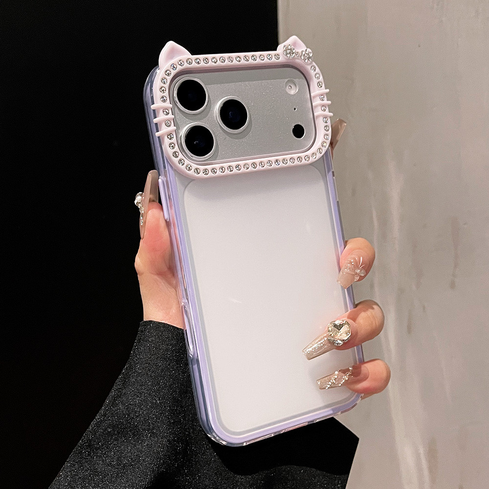 Ốp Điện Thoại Acrylic Mờ Tai Mèo Nhiều Màu Sắc Cho iPhone 17 Pro Max 17 Air 16 Plus 15 14 13 12 11 Vỏ Bảo Vệ Chống Sốc