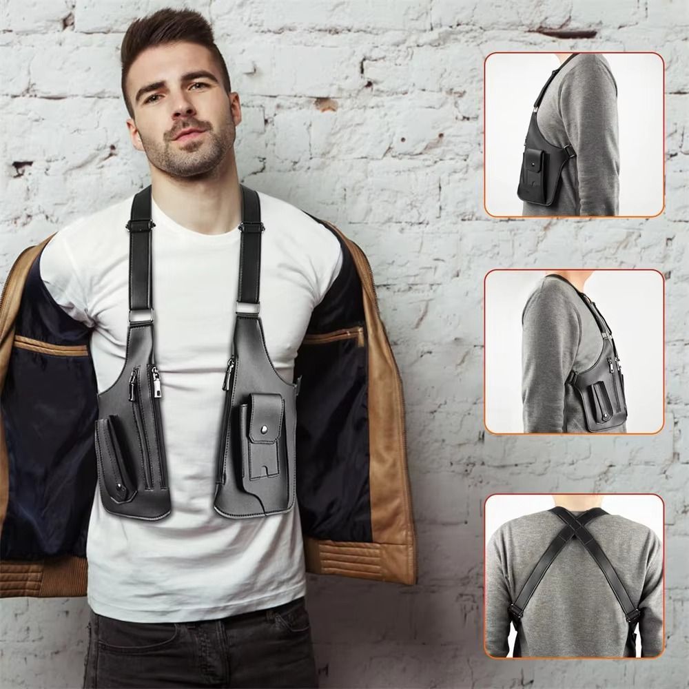 Túi đựng áo Vest lưu trữ HOBBYIN, Túi đeo ngực bằng da giấu kín, Túi đeo vai đa chức năng đa năng chống trộm kiểu cổ điển