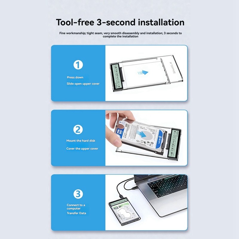 Hộp đựng ổ cứng 2,5 Inch sang USB3.2 Vỏ ổ cứng cho ổ cứng SSD Hộp ổ cứng 5Gbps Type-C Vỏ bọc ổ cứng gắn ngoài HD