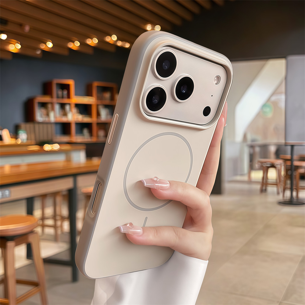 Ốp điện thoại từ tính họa tiết da đơn giản cho iPhone 17 Pro Max 16 12 13 14 15 pro max Air 15 16 plus Bảo vệ ống kính chống rơi Vỏ cứng bảo vệ điện thoại