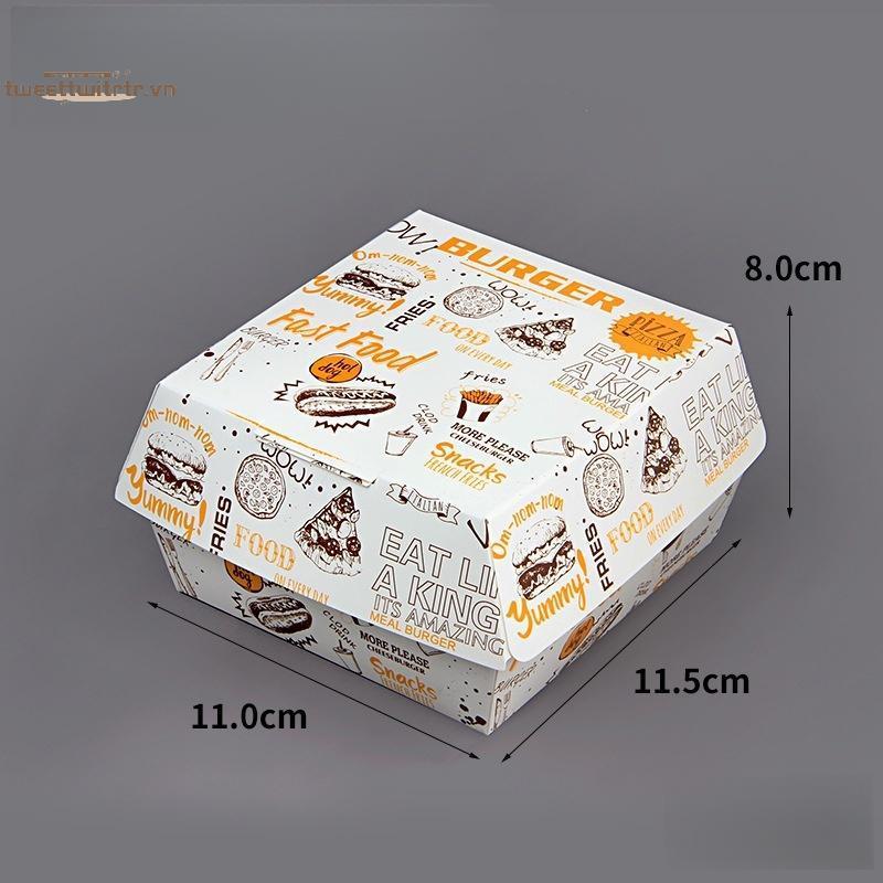 TRTR 50 / 100 Cái Dày Và Chống Mỡ Burger Bao Bì Hộp Burger Dùng Một Lần Cấp Thực Phẩm Thức Ăn Nhanh Hộp Mang Ra VN