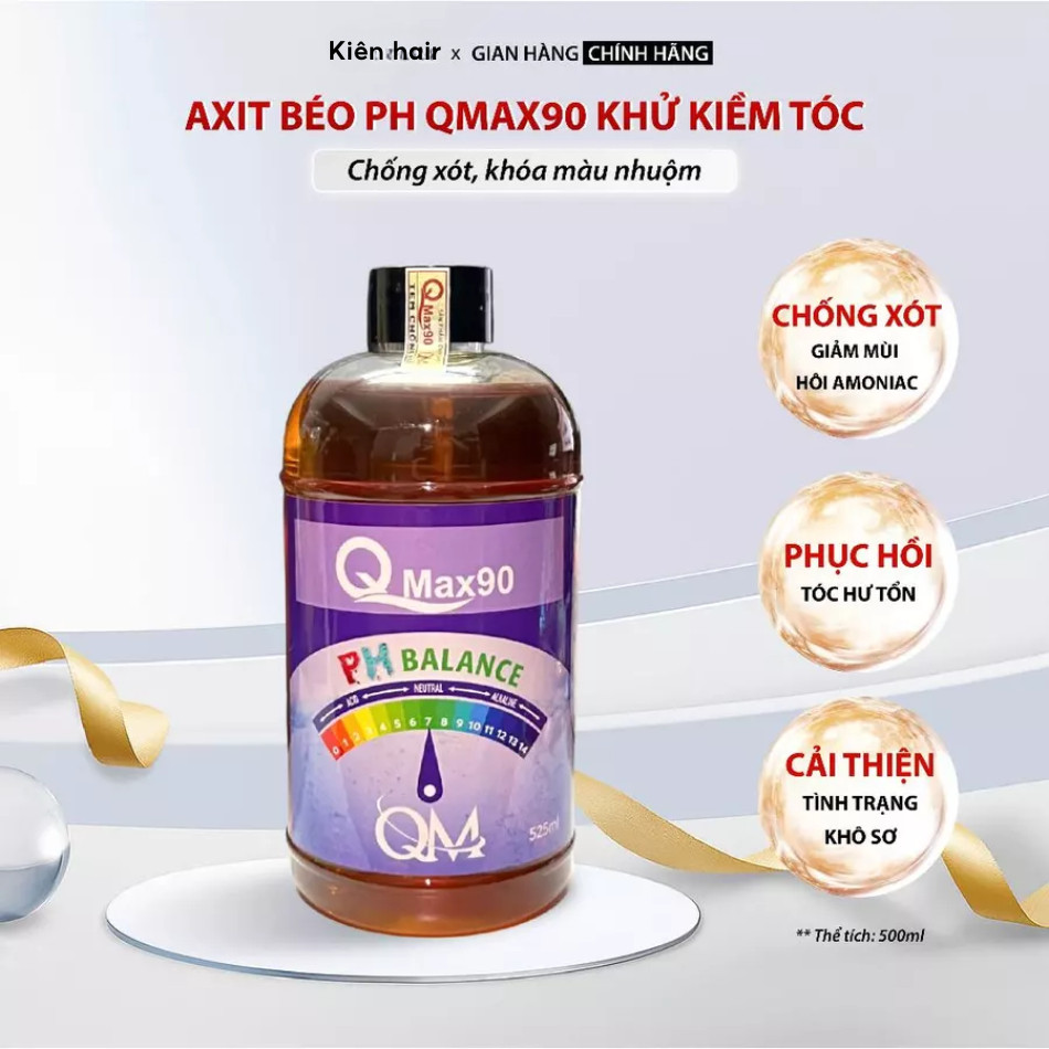 Axit béo PH Qmax90 khử kiềm tóc, chống xót, khóa màu nhuộm và phục hồi tóc hư tổn | Trunghair
