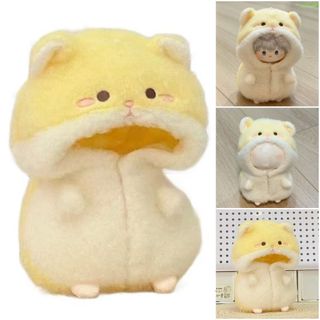 Quần áo búp bê PICESTADIO, Bộ đồ ngủ thu nhỏ 10cm màu vàng, Trò chơi thay đổi dễ thương Phim hoạt hình lông Hamster Doll Bộ đồ liền quần sang trọng