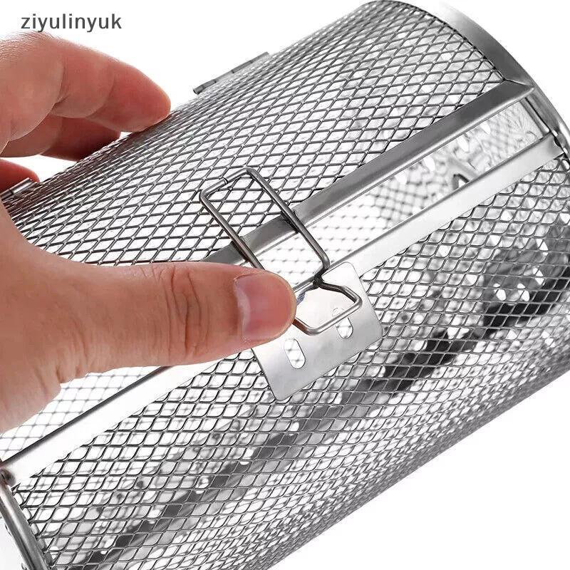 Ziyulinyuk Thép Không Gỉ Nướng Rotisserie Lò Nướng Cho Nhà Bếp Chiên Giỏ Cà Phê Đậu Nướng Lồng Trống Giá Nồi Chiên Không Khí Phụ Kiện Đa Năng EN