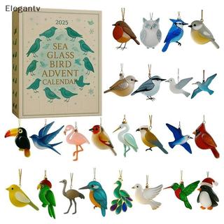 EGN Sea Glass Bird Advent Calendar 2025, Đếm ngược Giáng sinh ven biển 24 ngày với đồ trang trí thủy tinh biển, Trang trí ngày lễ độc đáo & Quà tặng N