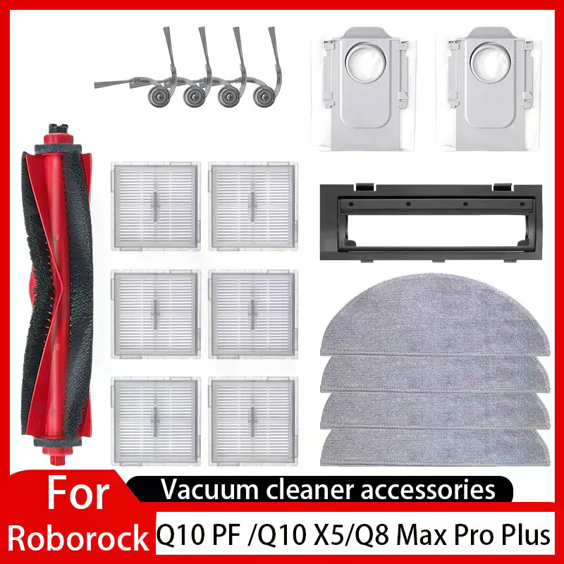 Roborock Q10 X5 / Q10 PF / Q10P / Q8 + / Q8 Max Pro Plus) Phụ kiện Robot Bàn chải bên chính Bộ lọc lau nhà Túi đựng bụi vải