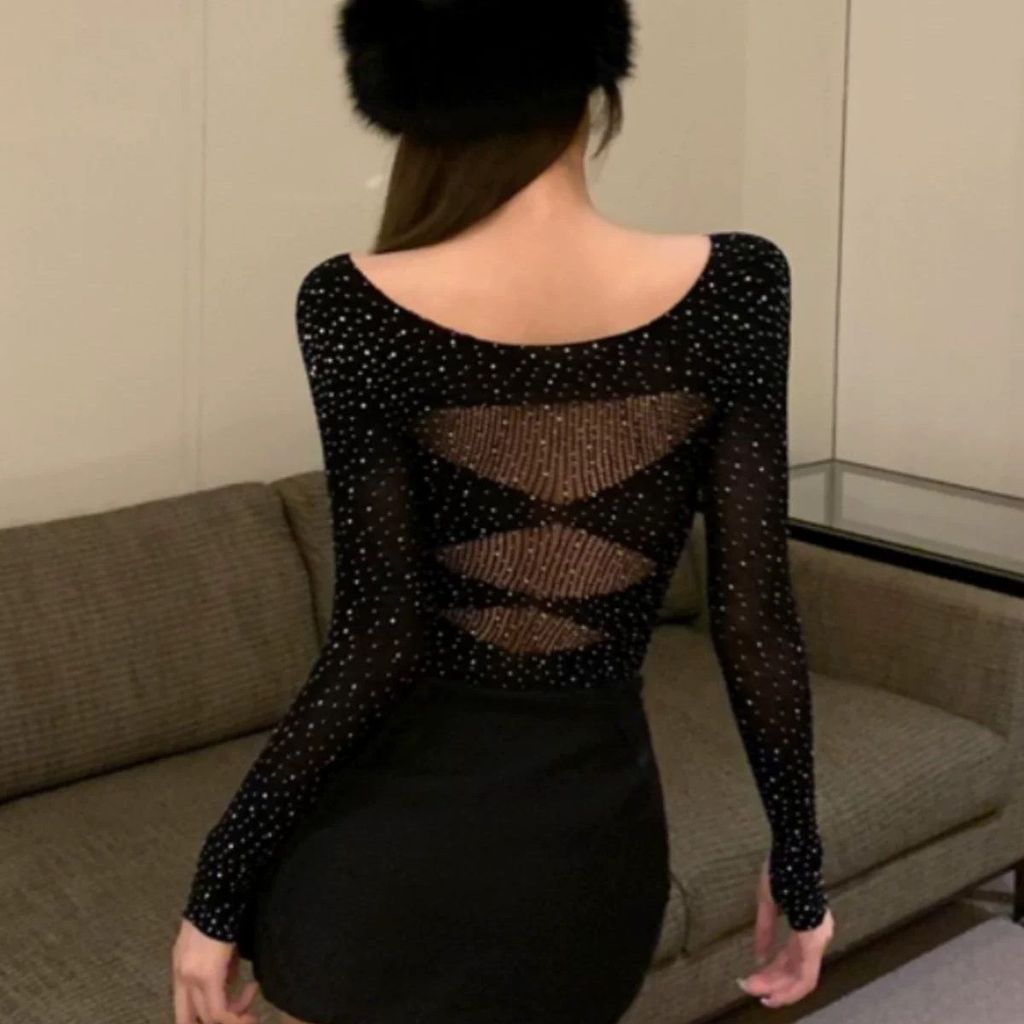 Bộ áo liền quần dài tay gợi cảm Milyfashion, thiết kế xuyên thấu, form slim-fit