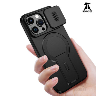 Dành cho iphone 14 Pro Max Ốp điện thoại có nắp máy ảnh trượt Chân đế từ tính Vỏ mỏng chống sốc