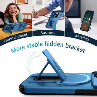 Dành Cho iphone 16 Pro Max Ốp điện thoại Trượt Camera Đứng Ẩn Từ Tính Sẵn Sàng Lưng Cứng Khung Silicon Mềm Chống Rơi Mỏng Bao