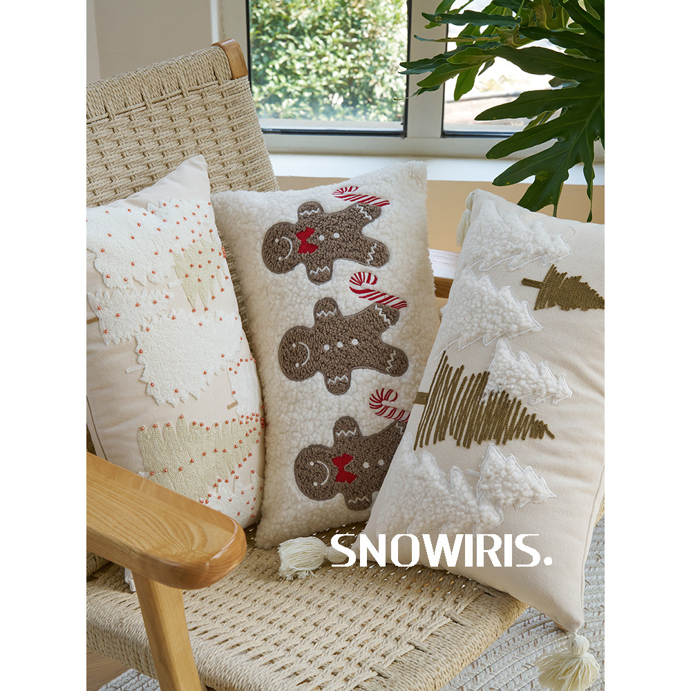 ✅ Gối giáng sinh ✅ Gối Sofa Bông tuyết kẹo thêu Trong kho đồ trang trí giáng sinh Phong cách mới ✡Ngày Lễ Giáng Sinh Eo Gối Người Tuyết Sang Trọng Trang Trí Lễ Hội Chụp Ảnh Dễ Thương Không Khí Sofa Thêu Đệm♟