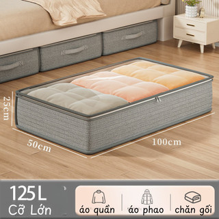 Hộp Vải Gấp Gọn Đựng Quần Áo Cỡ Lớn Có Nắp Che Trong Suốt, Túi Đựng Quần Áo Để Gầm Giường Chống Bụi