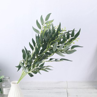 57cm Bắc Âu Nhân Tạo Lá Liễu Thẩm Mỹ Trang Trí Nhà Cây Giả Nhánh Tiệc Cưới DIY Lá Cây Xanh Chụp Ảnh Chống Đỡ Cảm Ứng Thật