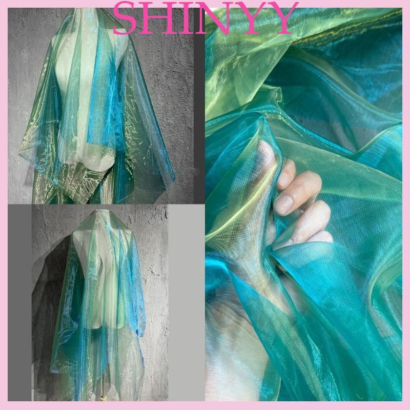SHI Màu kim loại Sheer Organza 50x140cm Vải tuyn màu Gradient cho váy cưới Dự án làm đồ che mặt cô dâu