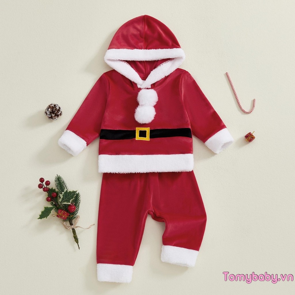 Bé Ông Già Noel Trang Phục Cho Bé Gái Bé Trai Dài Tay Có Mũ Trùm Đầu + Quần Trang Phục Giáng Sinh Trang Phục Hóa Trang