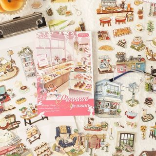 HIGHVIEWLS Nhật Ký Miếng Dán, 20 Tờ DIY Miếng Dán Sách, Phim Hoạt Hình Chống Thấm Nước Dòng Thời Gian Ngon Sổ Lưu Niệm Miếng Dán Đồ Dùng Văn Phòng Phẩm