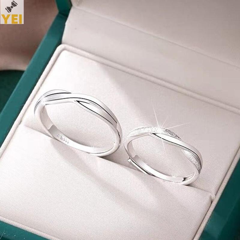 Bộ Nhẫn Cặp Đôi Màu Bạc Điều Chỉnh Size, Phù Hợp Làm Quà Tặng Kỷ Niệm Sang Trọng Cho Nữ