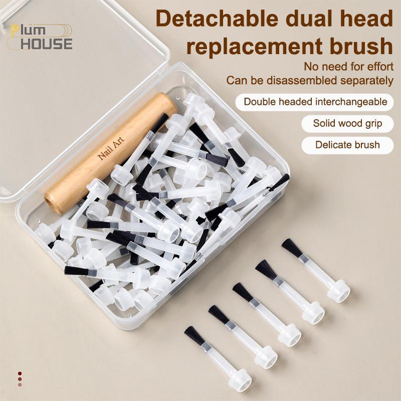 PlumHOUSE 1 Hộp bàn chải sơn móng tay dùng một lần, thay thế, dụng cụ làm móng nghệ thuật