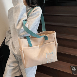 Túi Tote nylon DANBY, Túi sinh thái nhẹ thêu mèo thông thường, Túi mua sắm Túi xách sức chứa lớn Túi đeo vai nylon ngoài trời