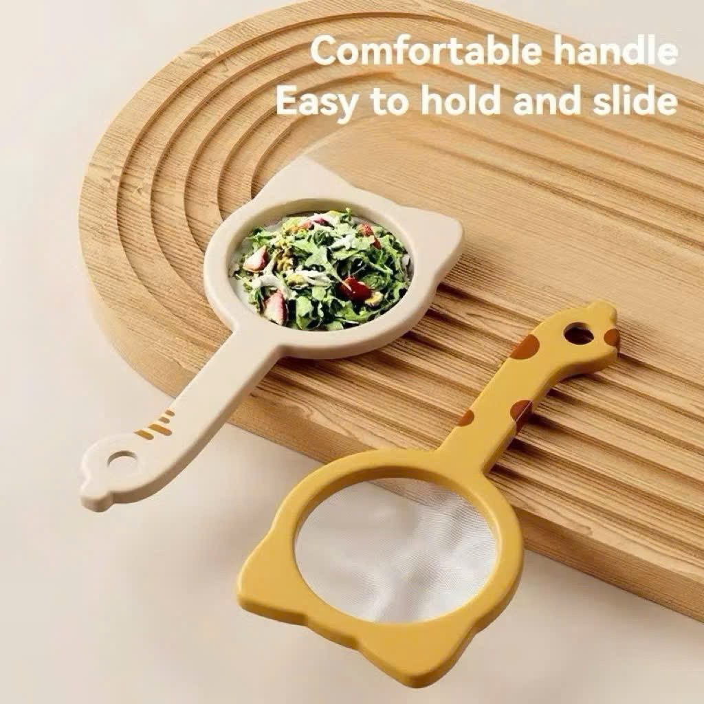 Rây Lọc Thức Ăn Nước Ép Chống Trào 2 Lớp, Tay Cầm Hình Thú Đáng Yêu, Lọc Siêu Mịn, Nhựa PP Cao Cấp An Toàn