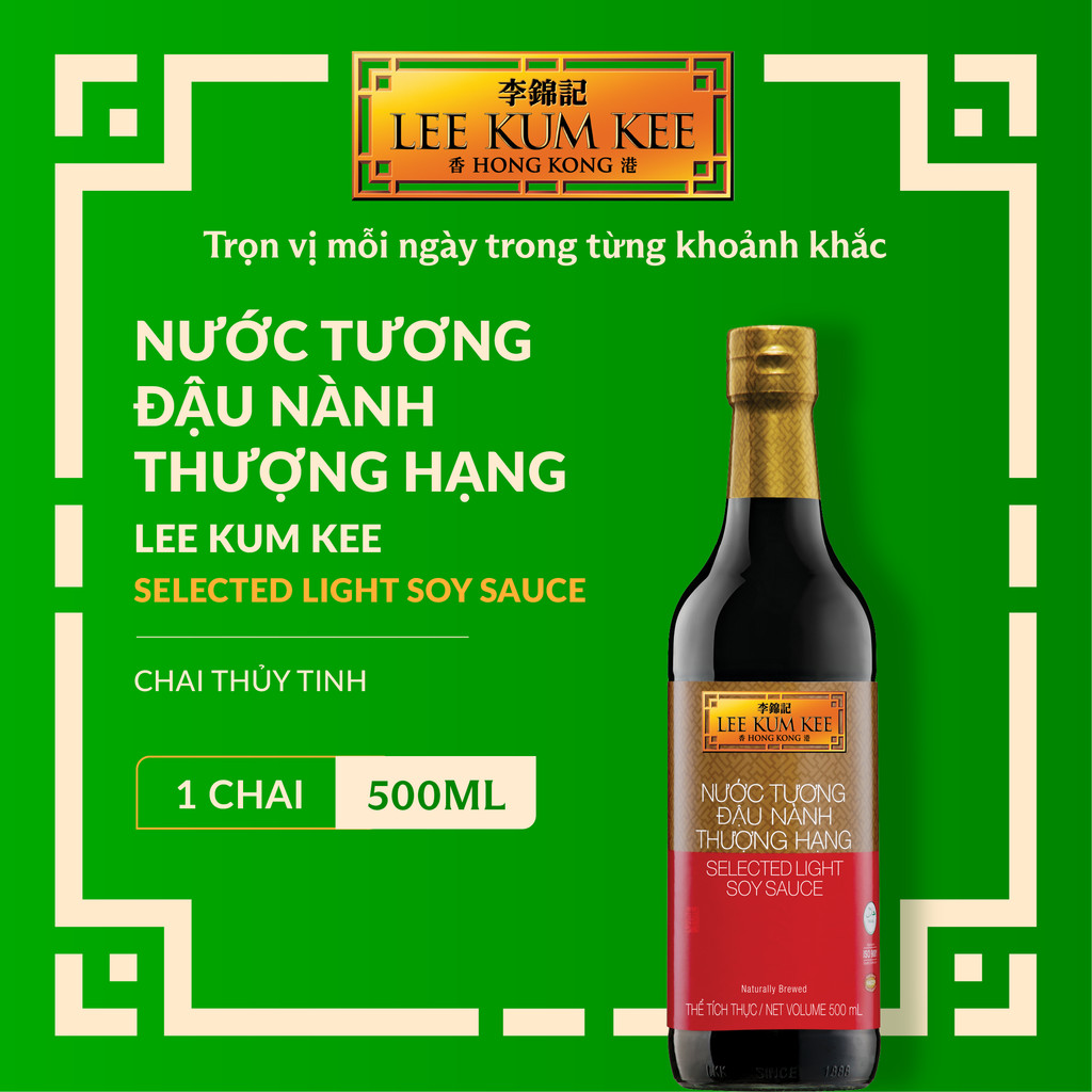 Nước tương đậu nành thượng hạng LEE KUM KEE Selected Light Soy Sauce chai thủy tinh 500 ml