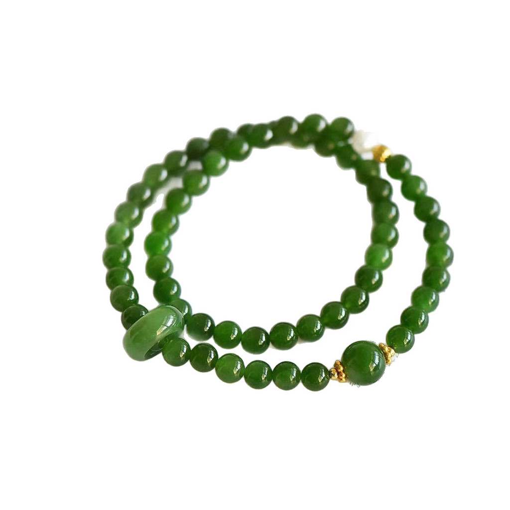 Xanh Chalcedony Hetian Jade Jasper Đôi Vòng Tròn Thiết Kế Vòng Tay Phù Hợp Với Jasper Chạy Vòng Giàu Có Pha Lê Vòng Tay