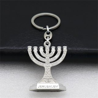 Móc khóa Menorah Do Thái - 12 bộ lạc Israel 7 nhánh Giá đỡ nến Jerusalem