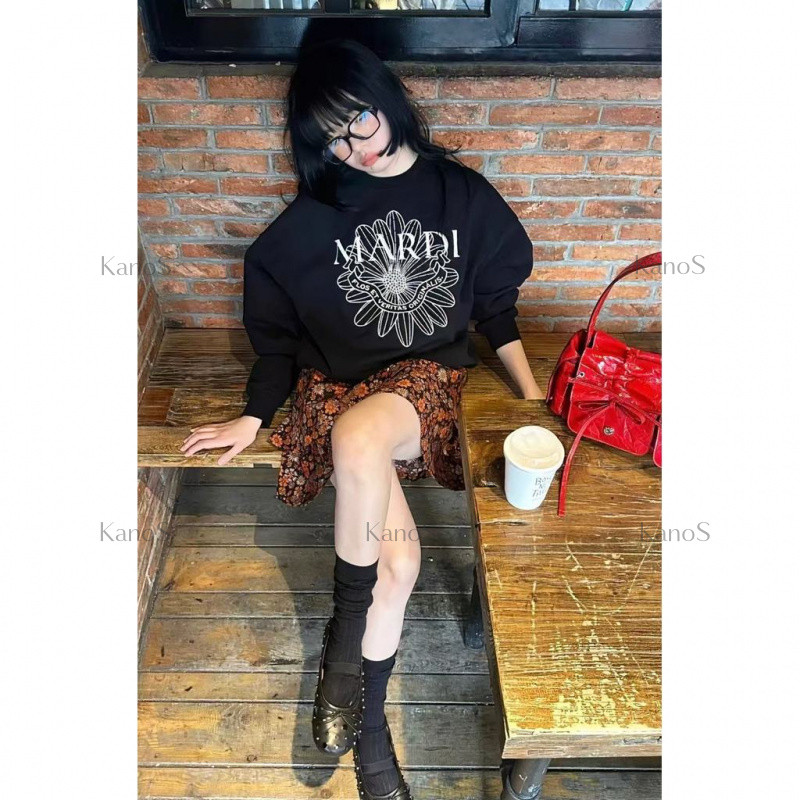 Kanos_shop | Sweater boxy, Hàn quốc classic daisy flower print áo tay dài áo thu đông nữ áo thể thao