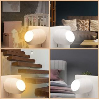 Đèn ngủ LED FURNICLICK, Cảm biến bảo vệ mắt kích hoạt cảm biến Đèn ngủ, Tiết kiệm năng lượng Mini 360° Xoay đèn đầu giường Mini cắm vào hành lang