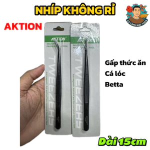 Nhíp Inox AKTION Gắp Thức Ăn Cho Cá Dài 15cm Không Rỉ
