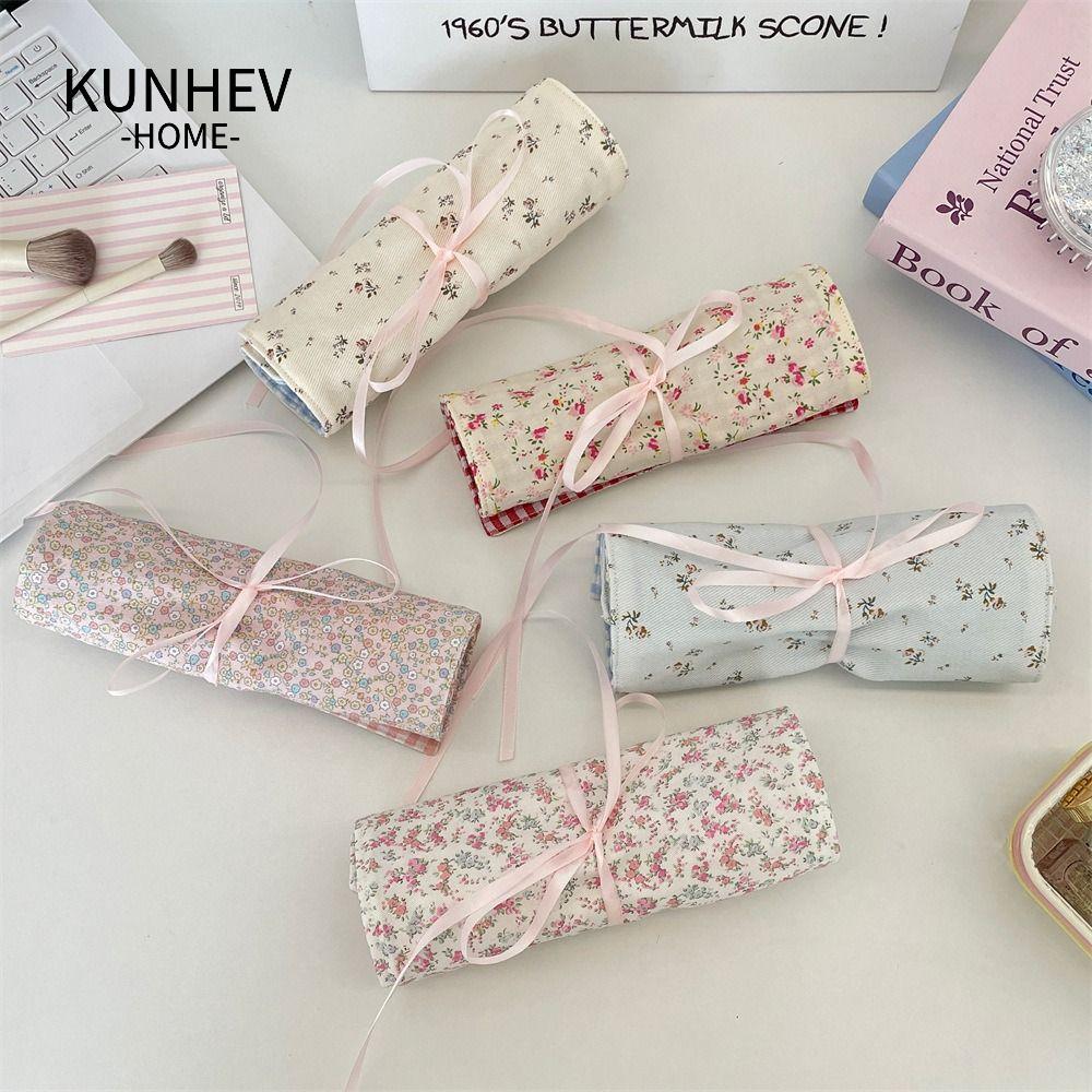 Túi đựng cọ trang điểm KUNHEV, Nhà vệ sinh mỹ phẩm hoa dung tích lớn, Khe cắm bút Túi đựng đồ giặt di động