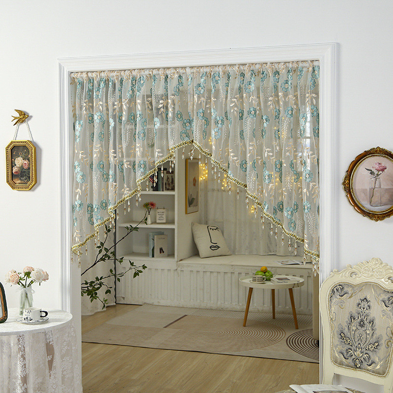 Pháp Retro Cửa Rèm Vách Ngăn Đục Lỗ Nửa Rèm Thêu Lối Vào Phòng Khách Hành Lang Phòng Ngủ Chặn Cửa Rèm