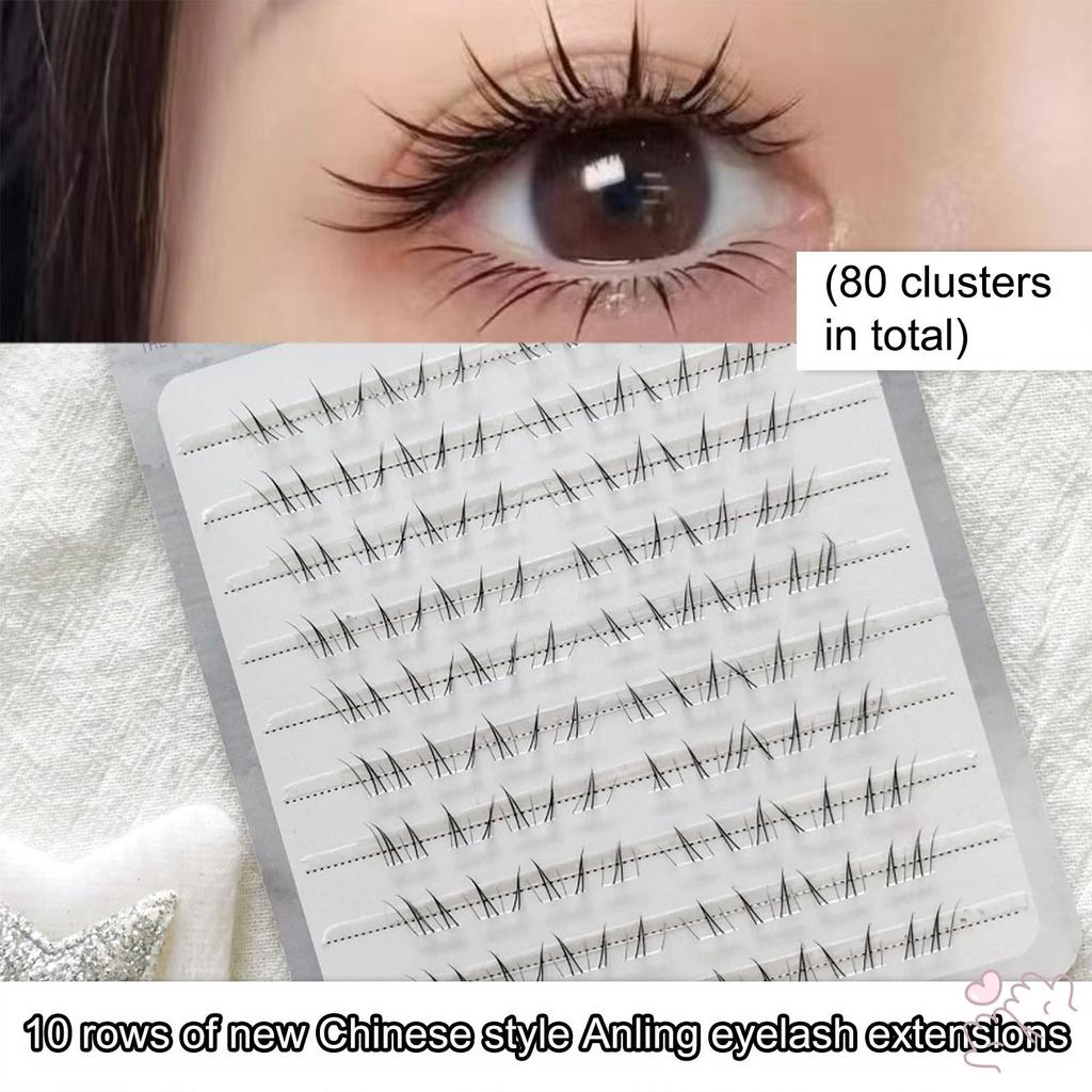 IOIIK [dung lượng lớn] Lông mi giả dưới Lingrong Đen C-Curl 5-7mm Lông mi sợi tổng hợp dài hỗn hợp cho Hanfu và trang điểm truyền thống