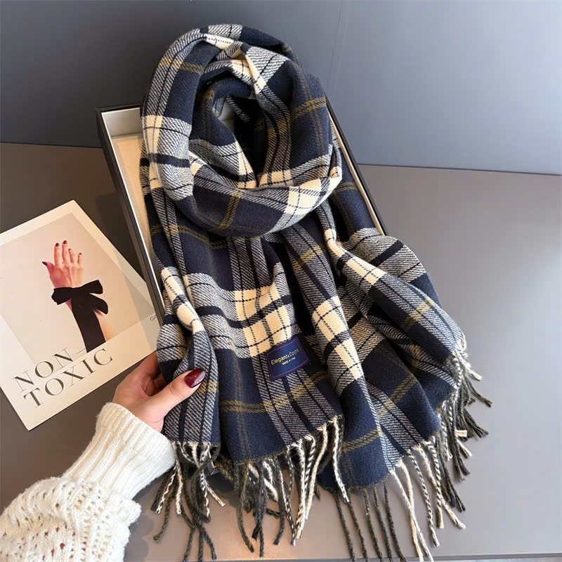 Khăn Len Choàng Cổ Họa Tiết Caro Unisex Quà Tặng Giáng Sinh Nam Nữ Dễ Phối Đồ Giữ Ấm Mùa Đông - 1