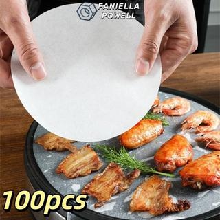 FANIELLAPOWELL 100 Giấy Dầu, Giấy Nướng Tròn Hai Mặt Chống Dính, Giấy Chiên Không Khí Chịu Nhiệt Một Lần Sử Dụng Chịu Nhiệt Độ Sử Dụng Nhà Bếp