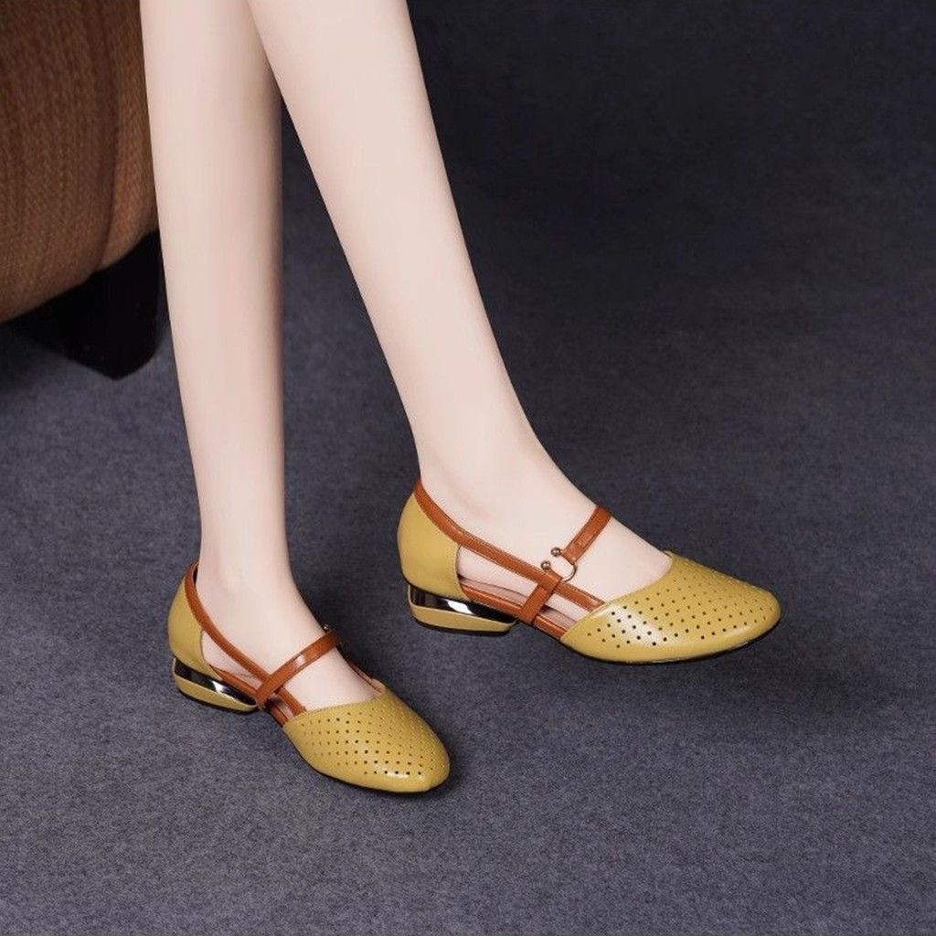 Xăng đan Đi Biển Mùa Hè Nữ Đầu Tròn Nêm Thoải Mái Chống Trơn Trượt Sandal Thích Hợp Để Mua Sắm Đi Bộ Trong Nhà