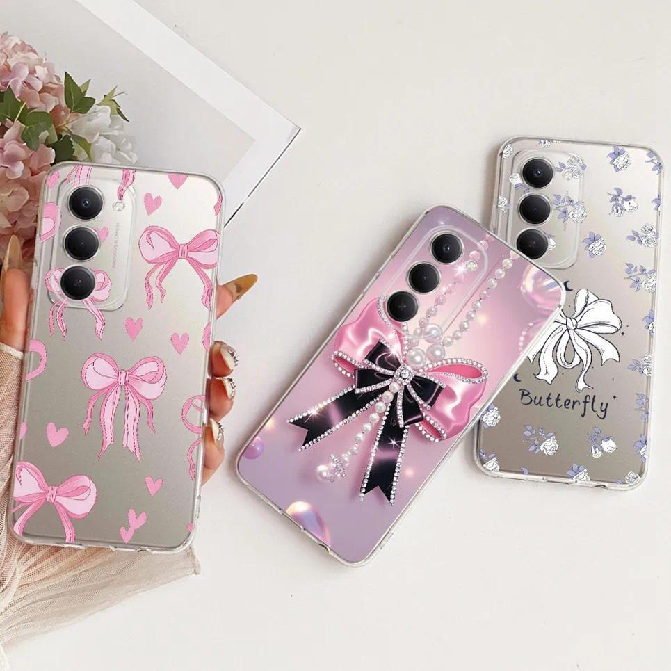 Thời Trang Mới Sang Trọng Nơ Hoa Tranh Dành Cho Xiaomi Redmi 15 Redmi15C 15C Vỏ Camera Bảo Vệ Trong Suốt Silicon Mềm Cản