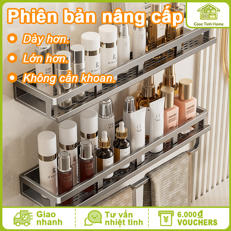 Kệ Đựng Đồ Nhà Tắm Dán Tường – Đa Năng, Chống Gỉ, Không Cần Khoan, Giúp Phòng Tắm Gọn Gàng Tiện Lợi