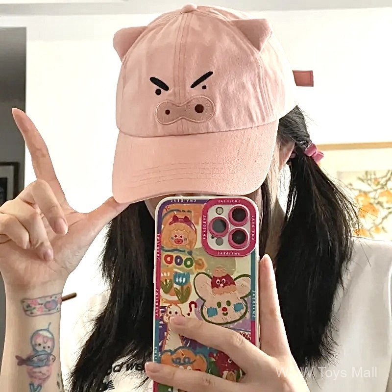 Bán Chạy Mũ bóng chày Crayon Shin-chan dễ thương, màu hồng chống nắng dành cho nữ học sinh