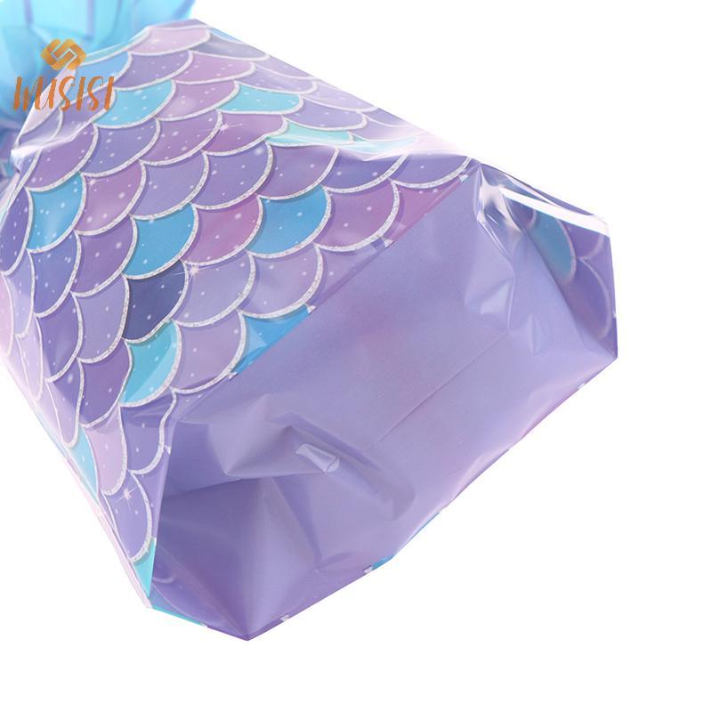 [WUSISI] 25 Chiếc Túi Quà Tiệc Nàng Tiên Cá Túi Đóng Gói Bánh Quy Kẹo Túi Đựng Đuôi Nàng Tiên Cá Cho Bé Gái Đồ Dùng Sinh Nhật Cho Bé Tắm MỚI