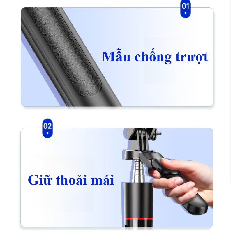 Gậy Selfie 3 Chân 1m7 - Bluetooth Từ Xa, Xoay 360° Linh Hoạt, Thiết Kế Gấp Gọn & Chống Trượt