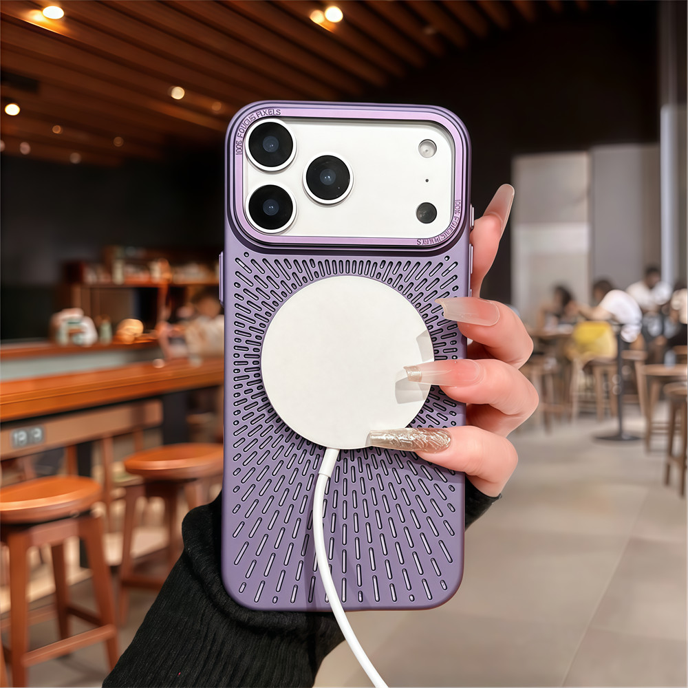 Ốp điện thoại từ tính tản nhiệt chất lượng cao cho iPhone 17 Pro Max 12 13 14 15 16 pro max 15 16 plus Bảo vệ ống kính chống rơi Vỏ cứng Vỏ điện thoại
