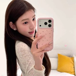 Ốp Điện Thoại Thích Hợp Cho iPhone Da Hồng Nơ ins Thích Hợp Cho iPhone17PROMAX Vỏ Điện Thoại Hạt Da Phong Cách Mới 16 Túi Trống 15 / 13 Vỏ Bảo Vệ Hoạt Hình ZSZK