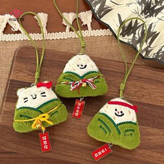 HWETR Vui Vẻ Dễ Thương Zongzi Búp Bê Mặt Dây Chuyền Sáng Tạo Hoạt Hình Sang Trọng Búp Bê Móc Khóa Dành Cho Nữ Cô Gái Ba Lô Phụ Kiện Trang Trí Ngày Lễ Quà Tặng Mới
