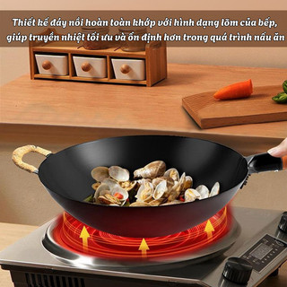 Chảo Thép Tôi Cao Cấp IKEA Mama - Chống Dính Tự Nhiên, Tay Gỗ Cách Nhiệt, Dùng Bền Lâu