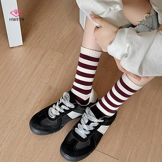 Tất nữ cotton sọc hip hop, phù hợp cho trường học và thể thao
