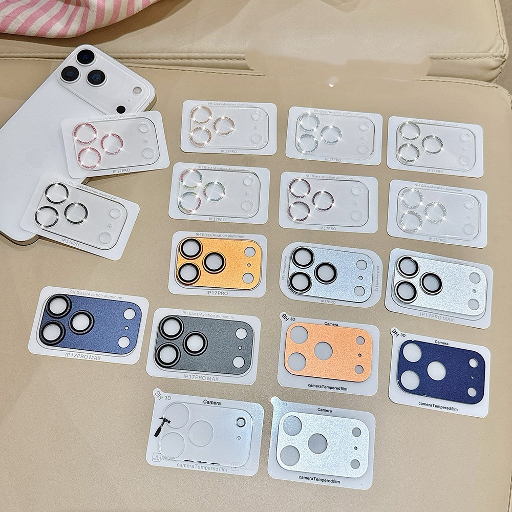 Kính Lấp Lánh Camera Tích Hợp Ống Kính Bảo Vệ Phim Cho iPhone 17 Pro Max 17 Air 16 Plus 15 14 13 12 11 Kính Cường Lực Camera Bảo Vệ Phim