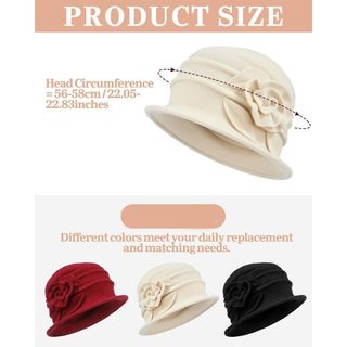 Mũ nồi len kiểu Pháp họa tiết hoa, size 56-58cm, phù hợp mùa đông dành cho nữ