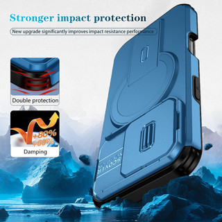 Dành Cho iphone 16 Pro Max Ốp điện thoại Trượt Camera Đứng Ẩn Từ Tính Sẵn Sàng Lưng Cứng Khung Silicon Mềm Chống Rơi Mỏng Bao