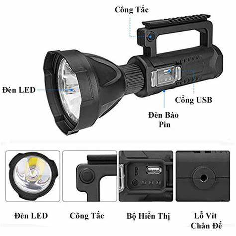 Đèn Pin Siêu Sáng Cầm Tay Chiếu Xa 500M , Pin Trâu , Chông Nước , 3 Chế Độ