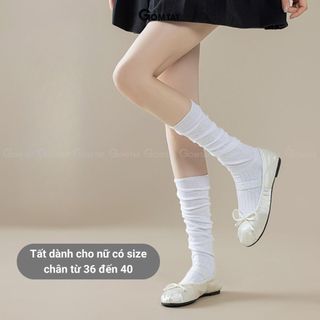 Combo 4 đôi tất lolita mang giày boot cao cấp GOMTAT, vớ bắp chân nữ mang bốt mùa đông, mềm mịn giữ ấm - KEM-001-CB4